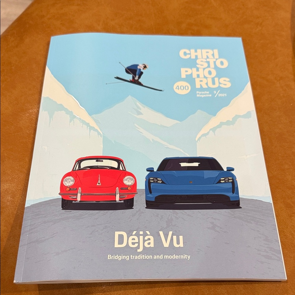 Porsche Design Magazine with Red and Blue Cars